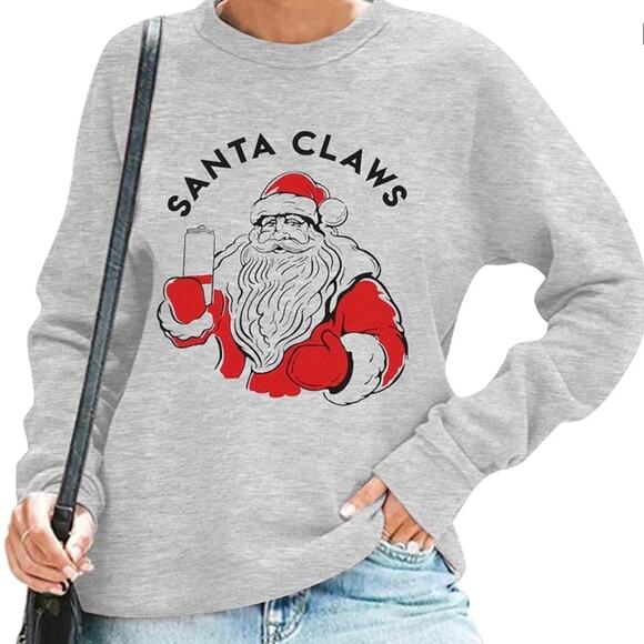 NEW Santa Claws Christmas Pullover Sweatshirt Size XL - Picture 1 of 10